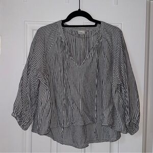 a new day Black and White Striped Blouse